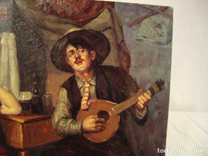 Otros objetos de arte: OLEO SOBRE TABLA PAREJA ZINGAROS - Foto 2