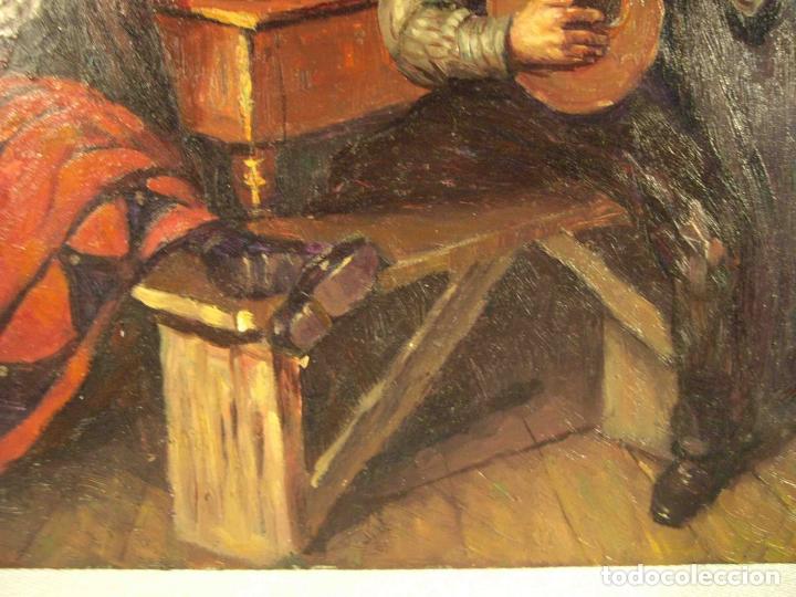 Otros objetos de arte: OLEO SOBRE TABLA PAREJA ZINGAROS - Foto 4