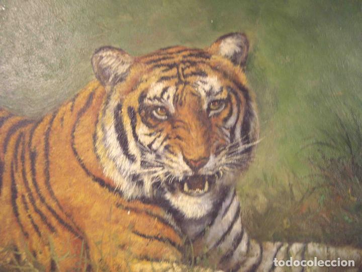 Otros objetos de arte: OLEO SOBRE TABLA TIGRE - Foto 2