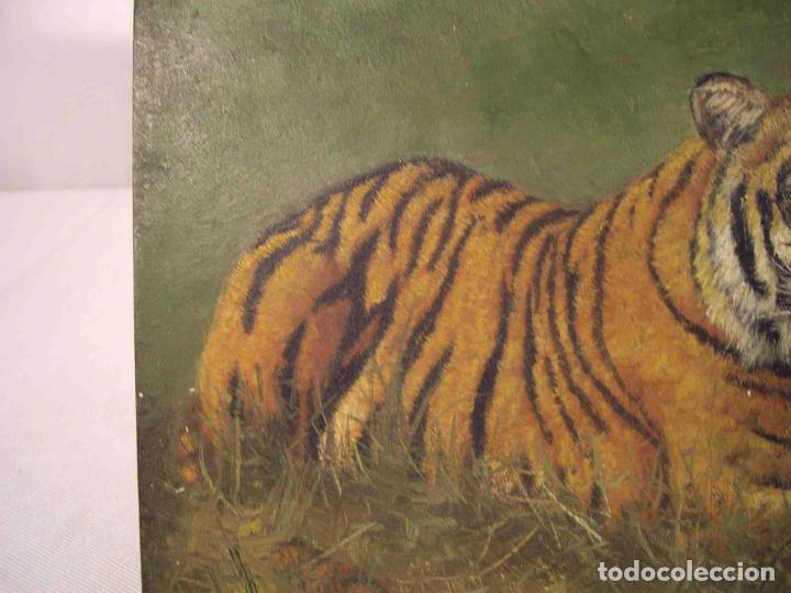Otros objetos de arte: OLEO SOBRE TABLA TIGRE - Foto 3