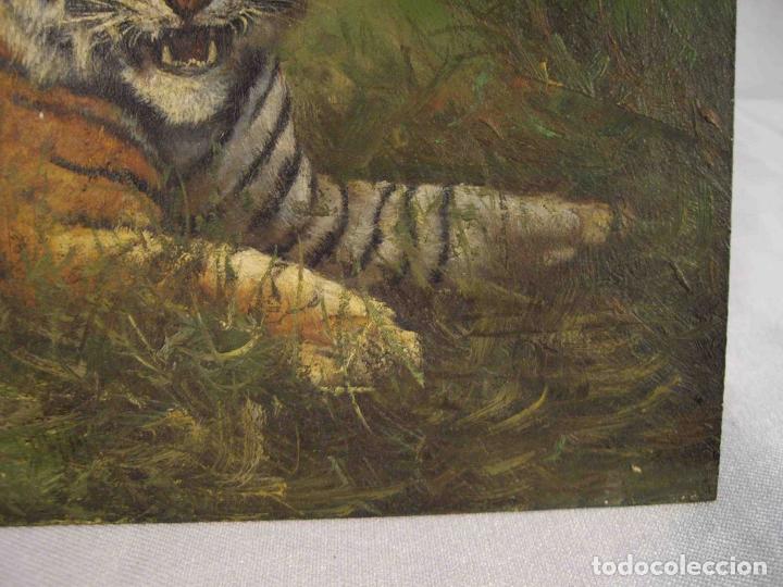 Otros objetos de arte: OLEO SOBRE TABLA TIGRE - Foto 4