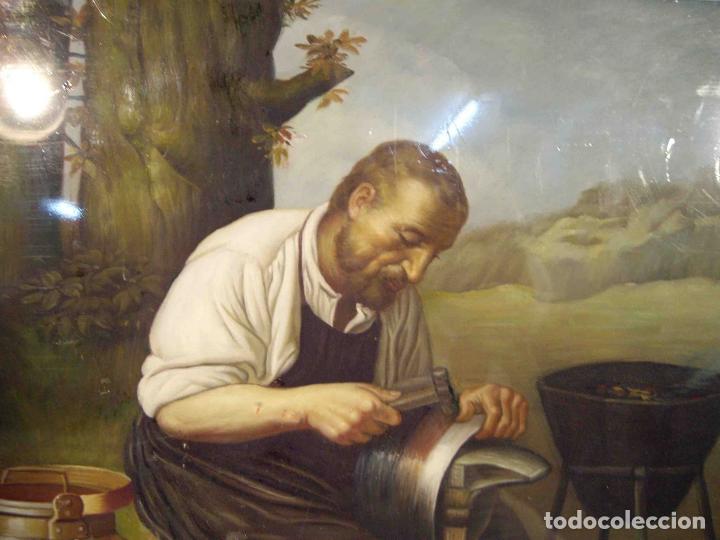 Otros objetos de arte: OLEO SOBRE TABLA FABRICANDO MENAJE - Foto 2