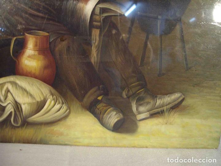 Otros objetos de arte: OLEO SOBRE TABLA FABRICANDO MENAJE - Foto 5