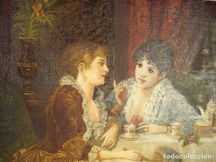 Otros objetos de arte: OLEO DOS DAMAS ABANICO - Foto 3