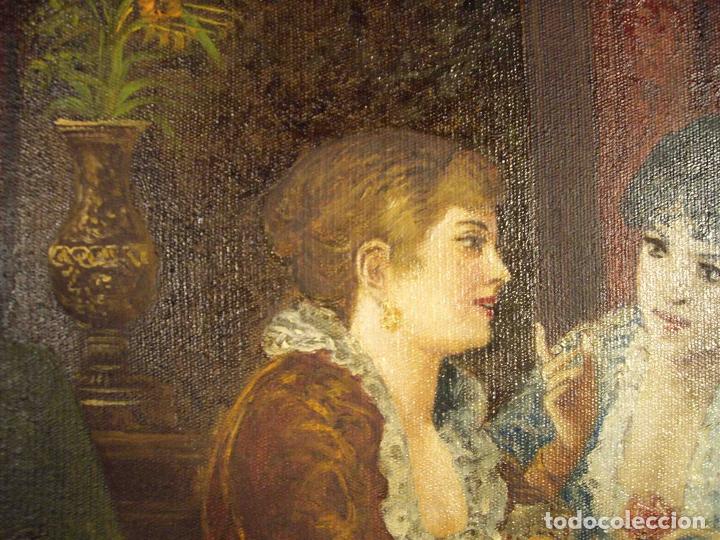 Otros objetos de arte: OLEO DOS DAMAS ABANICO - Foto 6