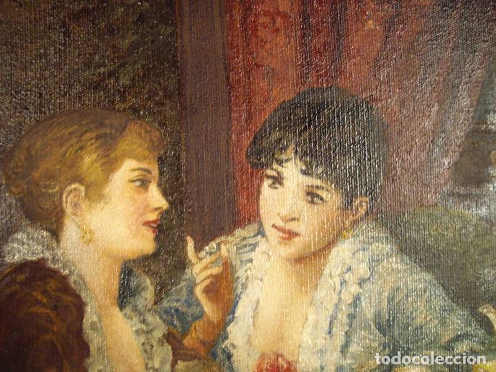 Otros objetos de arte: OLEO DOS DAMAS ABANICO - Foto 7