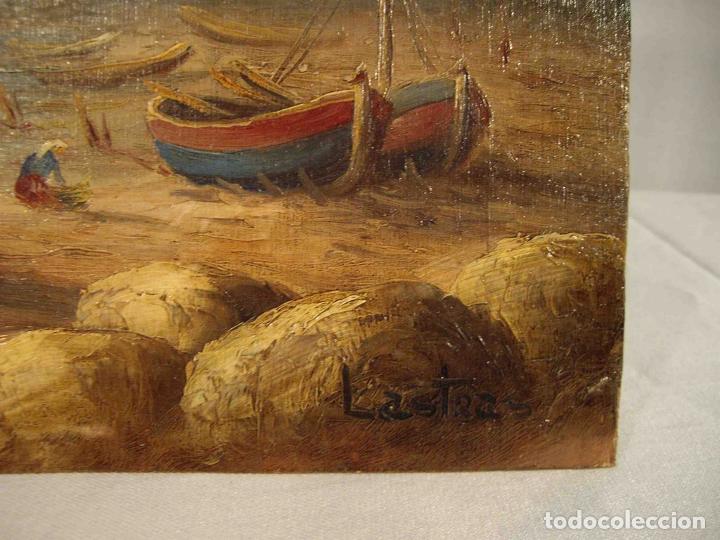 Otros objetos de arte: OLEO SOBRE TABLA BARCOS VELA PESCA 2 - Foto 4