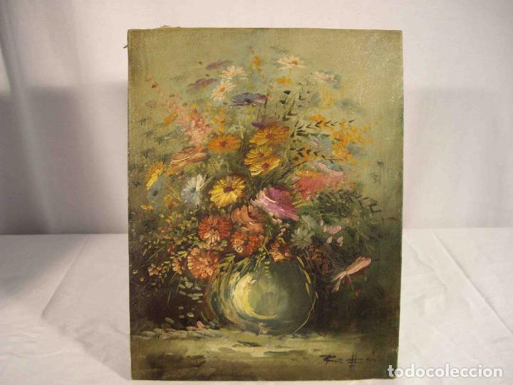 Otros objetos de arte: OLEO BODEGON JARRON FLORES VARIADAS - Foto 1