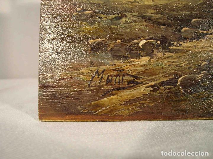 Otros objetos de arte: OLEO SOBRE TABLA CASA AL PIE MONTA&Ntilde;A - Foto 4