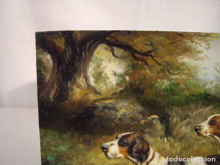 Otros objetos de arte: OLEO SOBRE TABLA PAREJA DE SETTERS - Foto 2