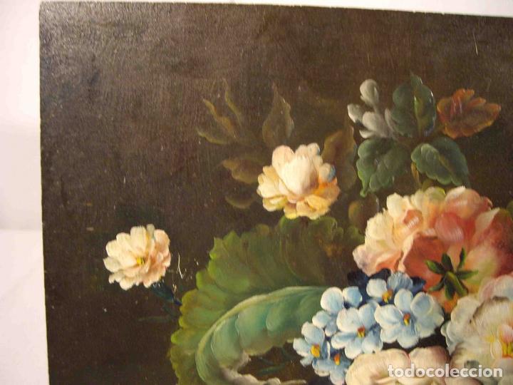 Otros objetos de arte: OLEO SOBRE TABLA BODEGON FLORES - Foto 3