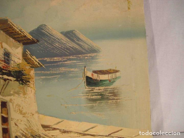 Otros objetos de arte: OLEO CASA EN EL PUERTO - Foto 2