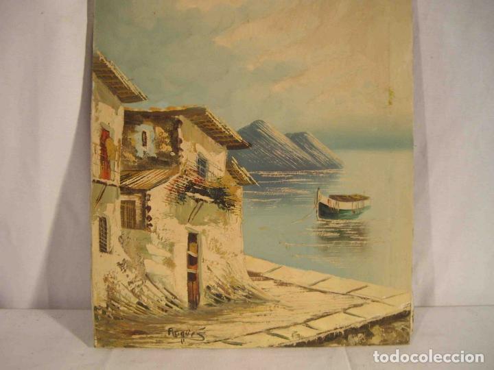 Otros objetos de arte: OLEO CASA EN EL PUERTO - Foto 5