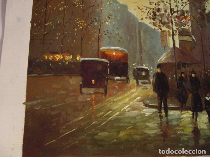 Otros objetos de arte: OLEO TELA CALLE 1930 - Foto 2