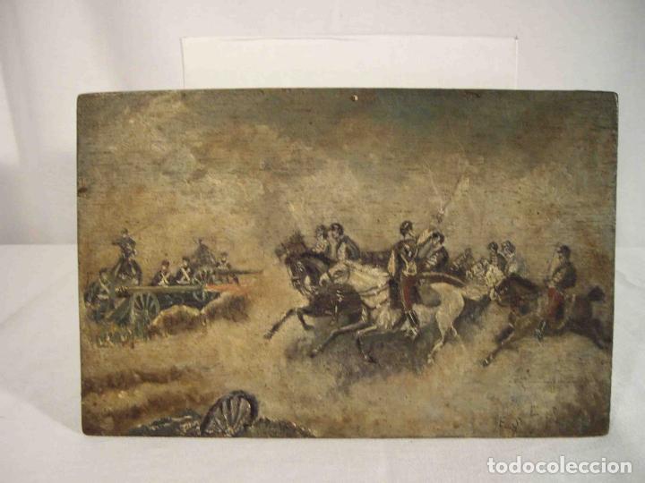 Otros objetos de arte: OLEO SOBRE TABLA BATALLA - Foto 1