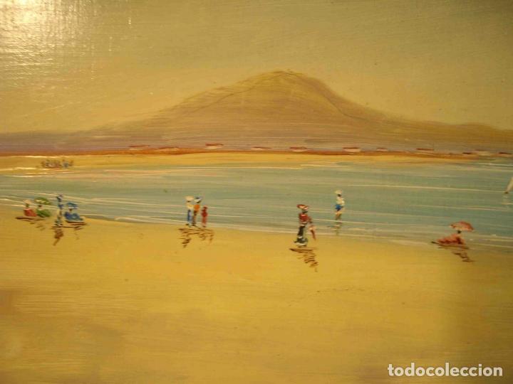 Otros objetos de arte: OLEO SOBRE TABLA DIA DE PLAYA 4 - Foto 3
