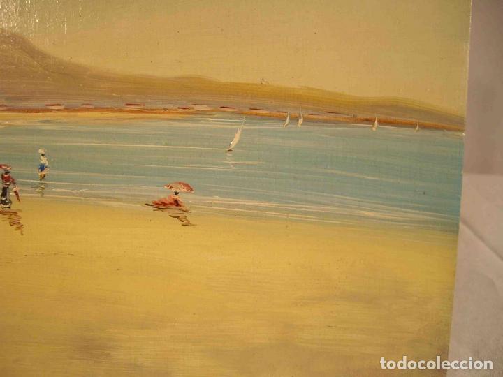 Otros objetos de arte: OLEO SOBRE TABLA DIA DE PLAYA 4 - Foto 4