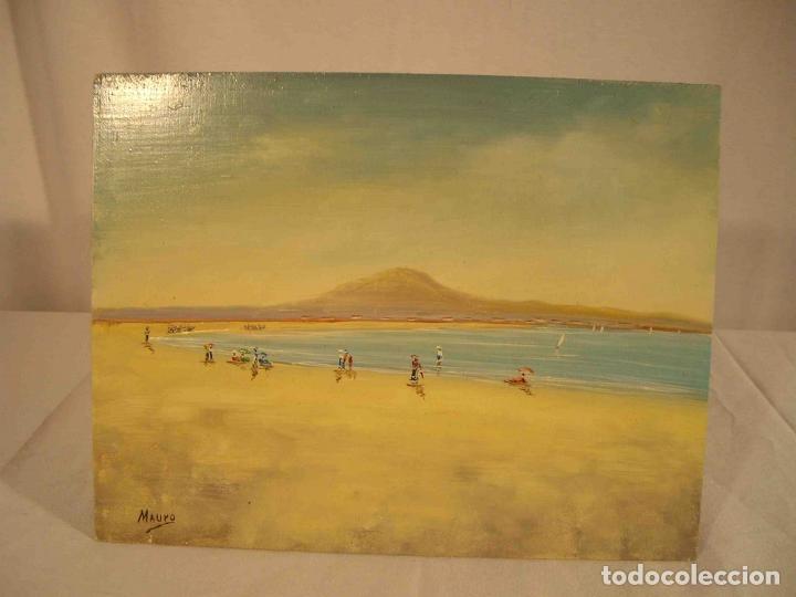 Otros objetos de arte: OLEO SOBRE TABLA DIA DE PLAYA 4 - Foto 1