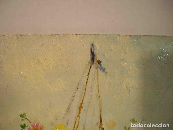 Otros objetos de arte: OLEO SOBRE TABLA CESTA CON FLORES - Foto 3