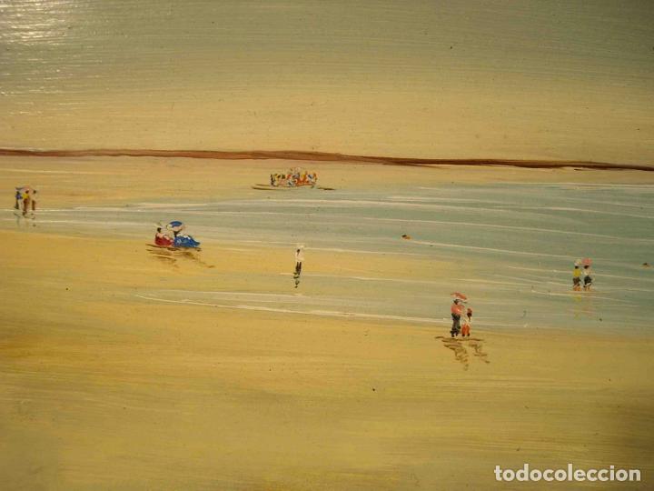 Otros objetos de arte: OLEO SOBRE TABLA DIA DE PLAYA - Foto 3