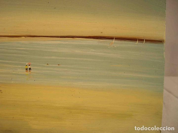 Otros objetos de arte: OLEO SOBRE TABLA DIA DE PLAYA - Foto 4