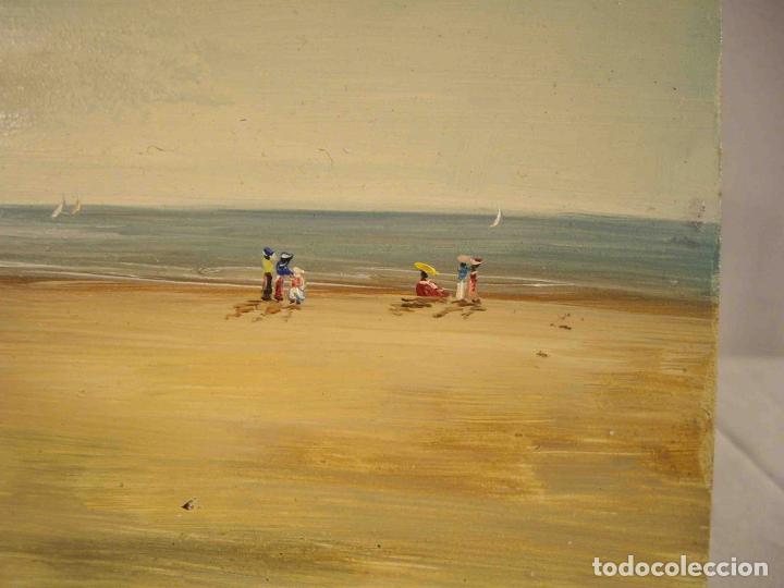 Otros objetos de arte: OLEO SOBRE TABAL DIA DE PLAYA 3 - Foto 4