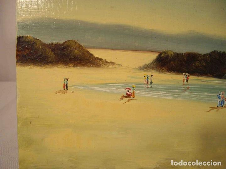 Otros objetos de arte: OLEO SOBRE TABLA DIA DE PLAYA 2 - Foto 2