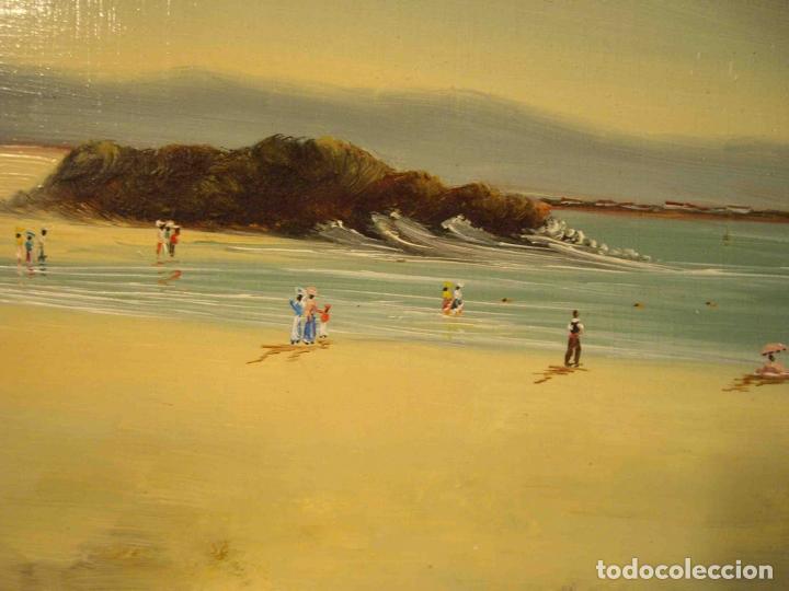 Otros objetos de arte: OLEO SOBRE TABLA DIA DE PLAYA 2 - Foto 3
