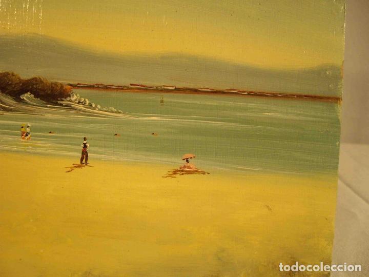 Otros objetos de arte: OLEO SOBRE TABLA DIA DE PLAYA 2 - Foto 4