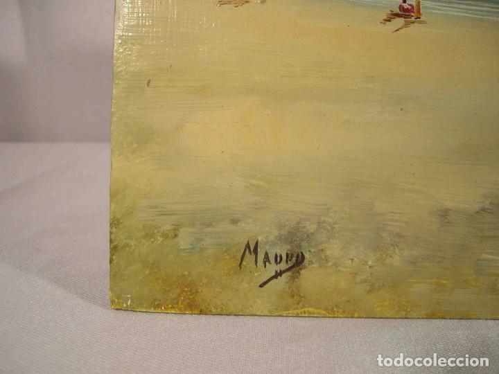 Otros objetos de arte: OLEO SOBRE TABLA DIA DE PLAYA 2 - Foto 5