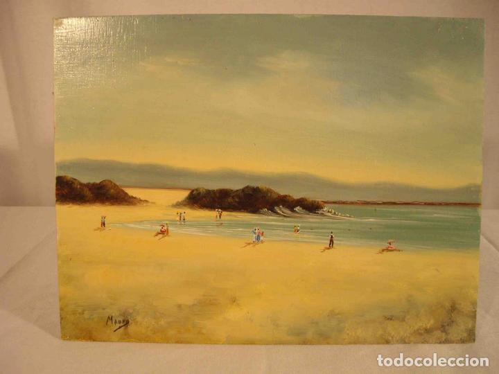 Otros objetos de arte: OLEO SOBRE TABLA DIA DE PLAYA 2 - Foto 1