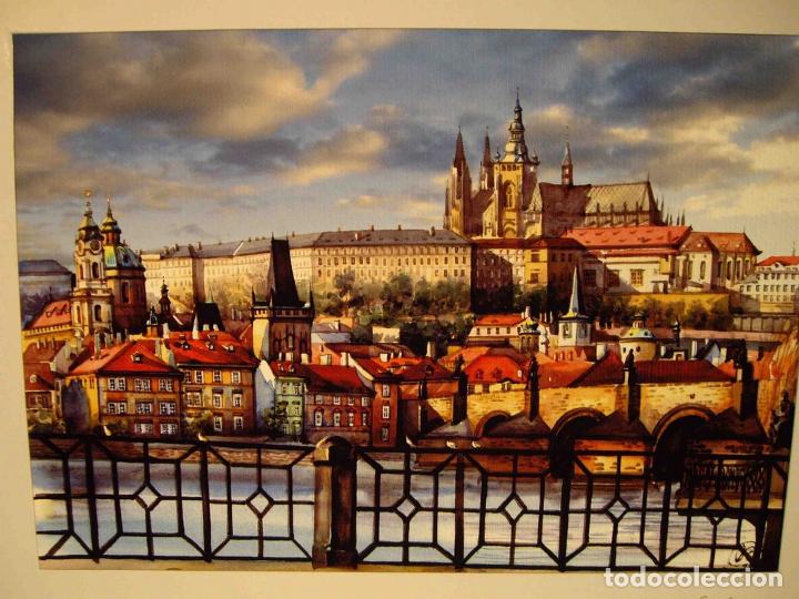 Otros objetos de arte: ACUARELA SOBRE LAMINA PUENTE CARLOS V - Foto 2