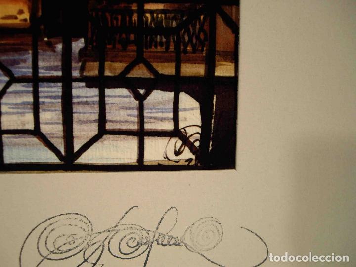 Otros objetos de arte: ACUARELA SOBRE LAMINA PUENTE CARLOS V - Foto 5