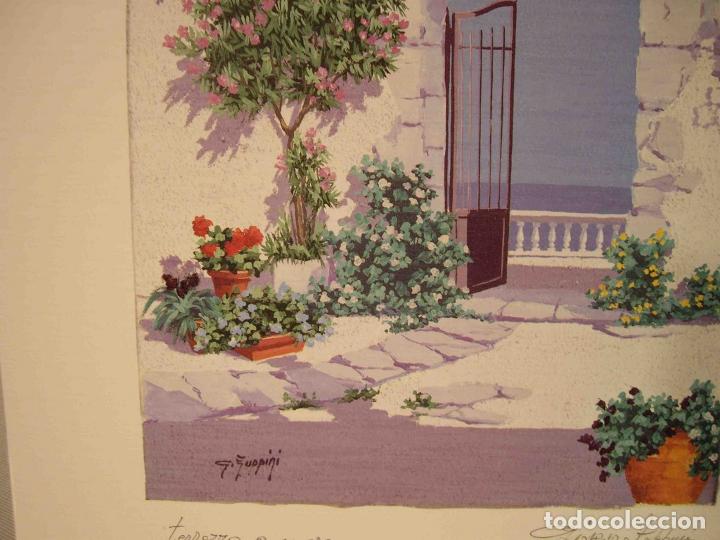 Otros objetos de arte: ACUARELA SOBRE LAMAINA TERRAZA AL MAR - Foto 3