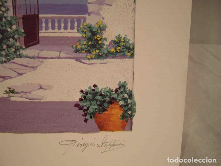 Otros objetos de arte: ACUARELA SOBRE LAMAINA TERRAZA AL MAR - Foto 4