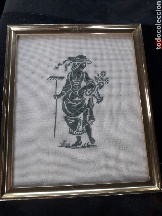 Otros objetos de arte: Antiguo cuadro de punto de cruz - Foto 1
