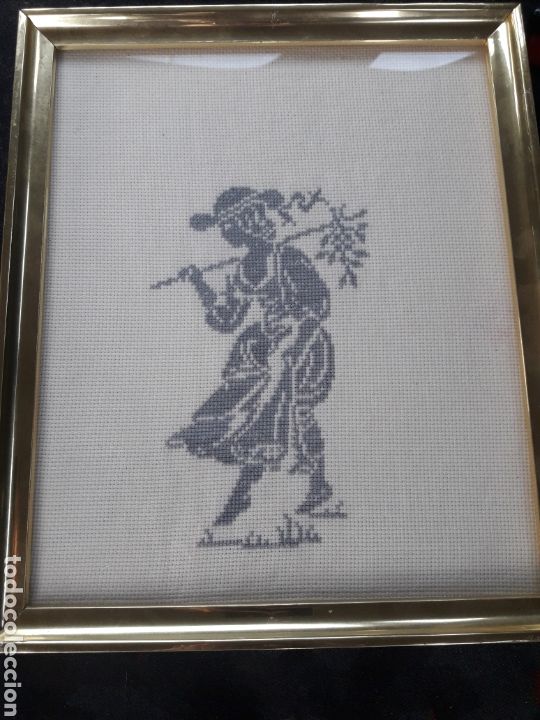 Otros objetos de arte: Antiguo cuadro de punto de cruz - Foto 1