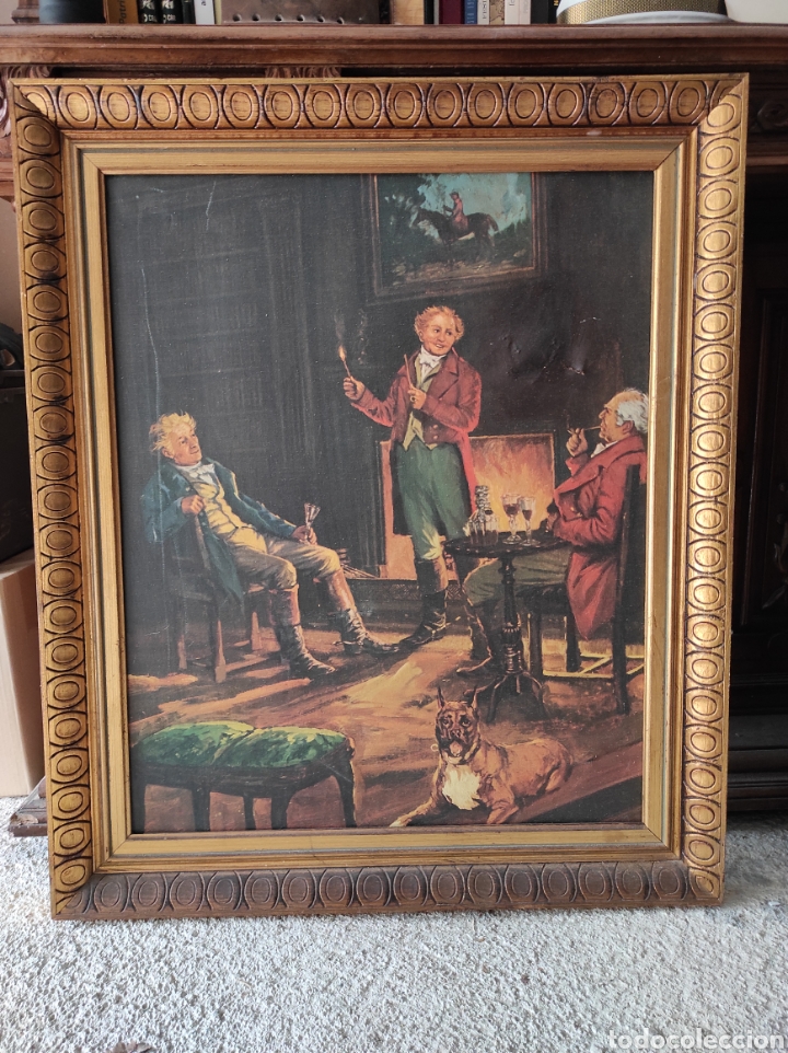 Otros objetos de arte: Impresi&oacute;n sobre lienzo con marco de &eacute;poca 84x71cm - Foto 1