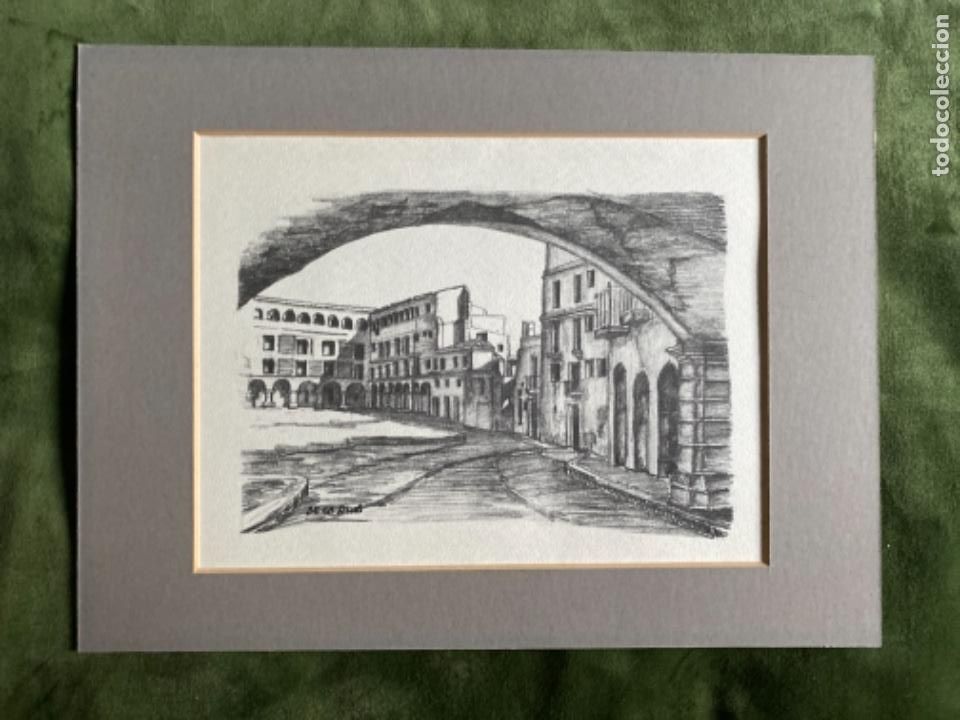 Otros objetos de arte: LAMINA BADAJOZ PLAZA ALTA DE LA RIVA - Foto 1