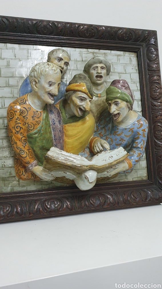 Otros objetos de arte: Cuadro placa de porcelana en relieve S XIX. - Foto 3