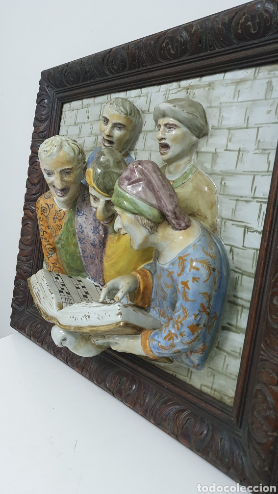 Otros objetos de arte: Cuadro placa de porcelana en relieve S XIX. - Foto 5