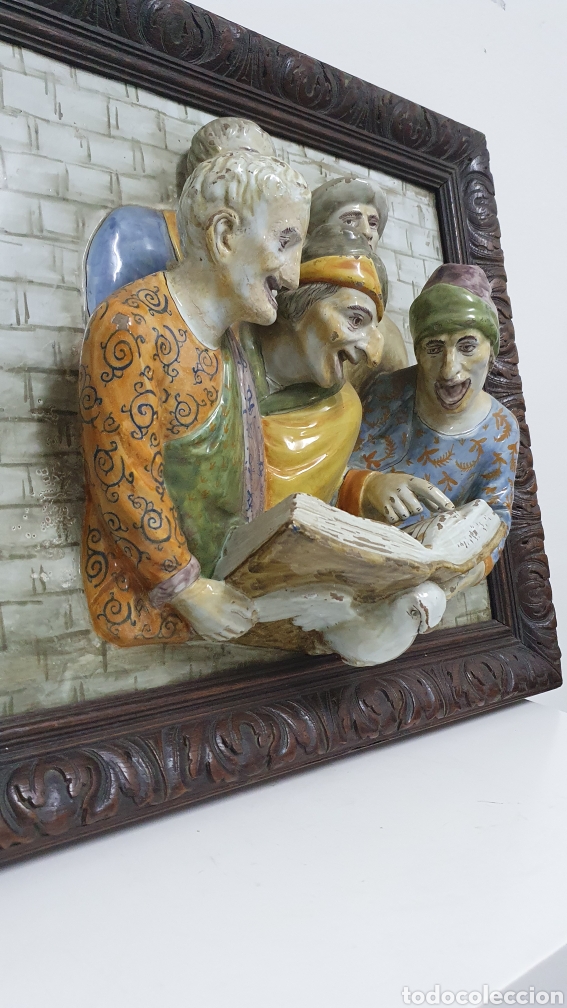 Otros objetos de arte: Cuadro placa de porcelana en relieve S XIX. - Foto 6