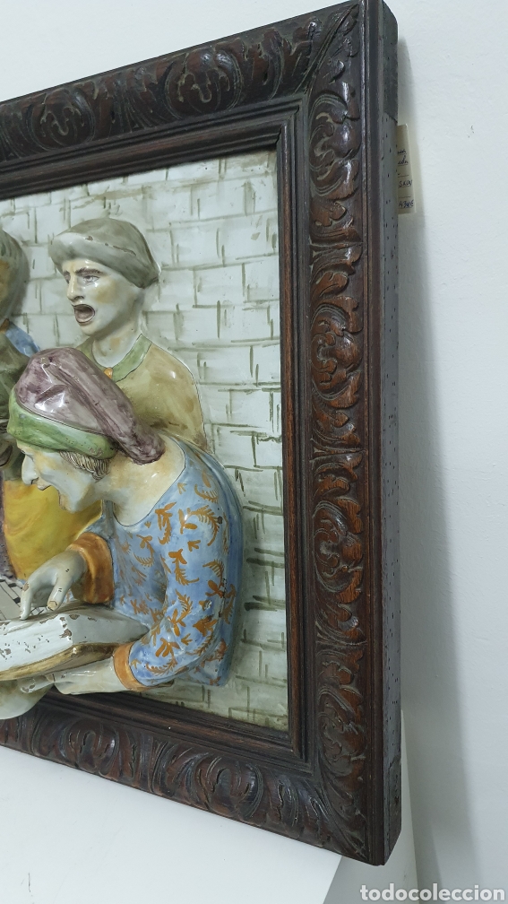 Otros objetos de arte: Cuadro placa de porcelana en relieve S XIX. - Foto 8