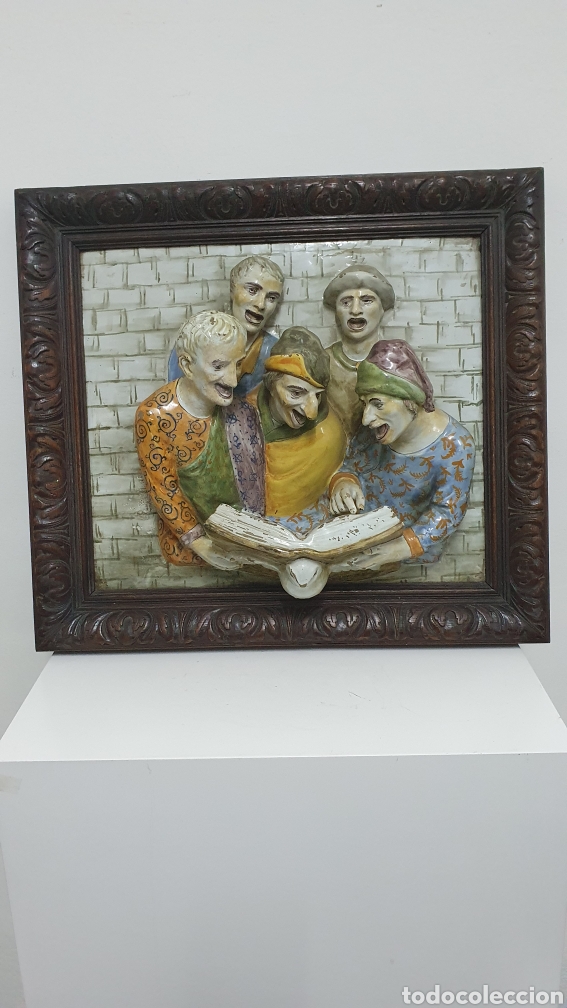 Otros objetos de arte: Cuadro placa de porcelana en relieve S XIX. - Foto 1