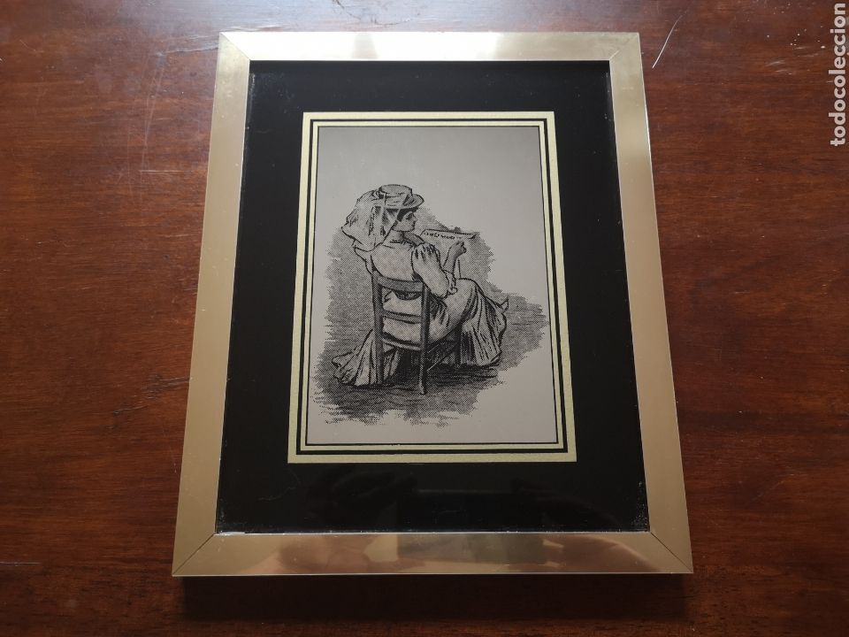 Otros objetos de arte: Cuadro espejo mujer sentada leyendo - Foto 1