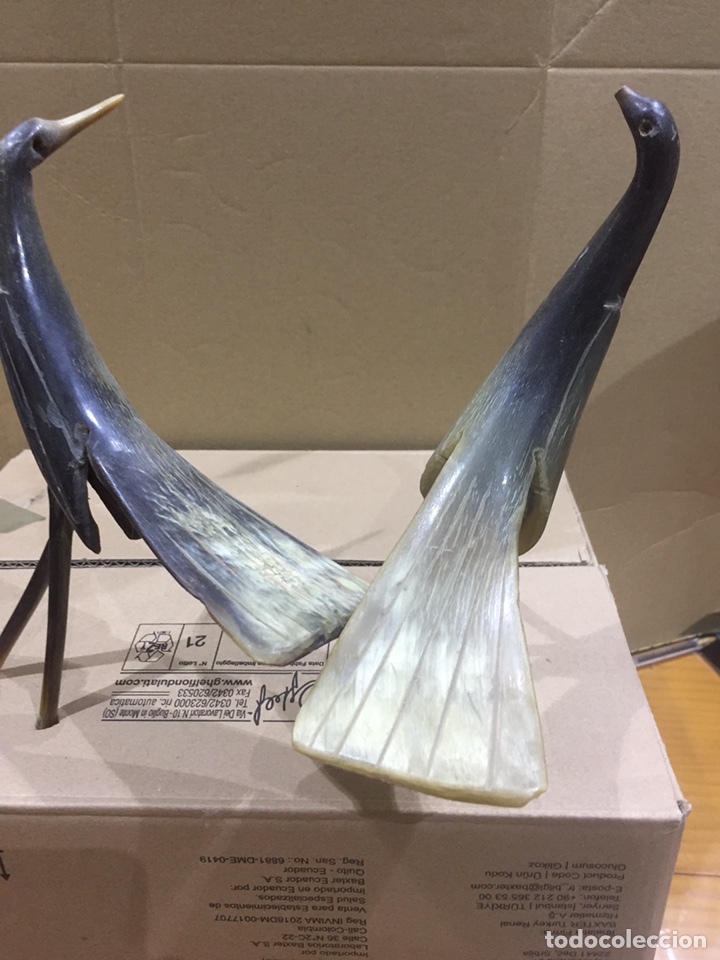 Otros objetos de arte: P&aacute;jaros hecho con cuernos - Foto 4