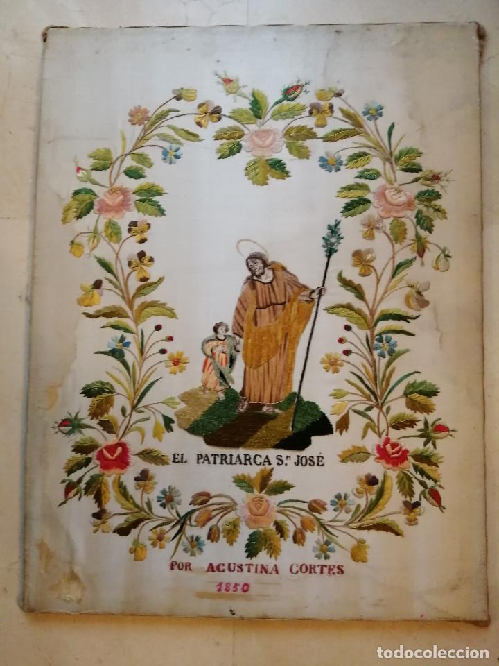 Otros objetos de arte: CUADRO MUY ANTIGUO BORDADO, 1850 - Foto 1