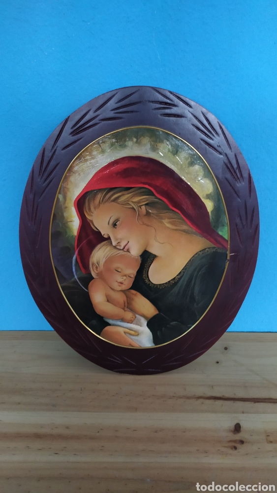 Otros objetos de arte: Cuadro virgen con ni&ntilde;o antiguo - Foto 1
