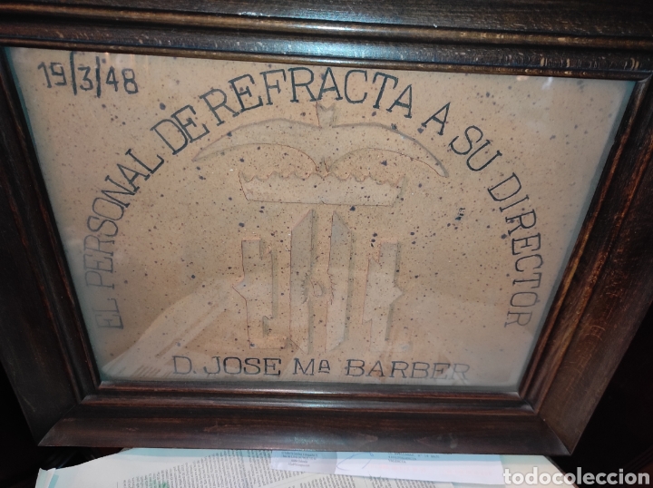 Otros objetos de arte: Cuadro Obsequio del Personal de Refracta a su Director 1948 - Valencia - - Foto 2