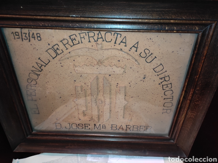 Otros objetos de arte: Cuadro Obsequio del Personal de Refracta a su Director 1948 - Valencia - - Foto 3